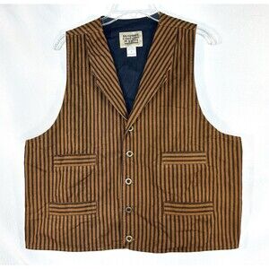 Frontier Classics Old West Canvas Vest Men’s L Brown Four Pockets Striped